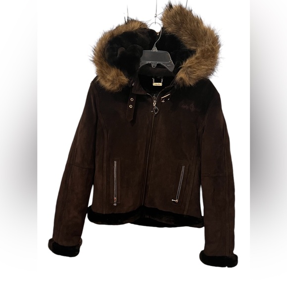 Baby Phat Vintage Fur Hooded Winter Jacket-Brown - Picture 1 of 10